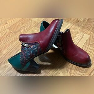 Chic Burgundy and Teal Ankle Boots